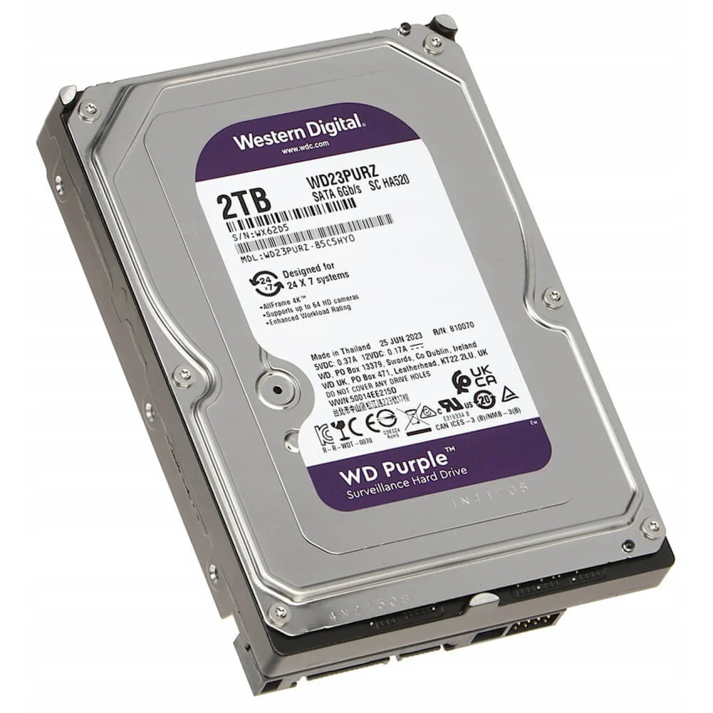 Жорсткий диск 3.5" 2TB 64MB Western Digital Purple (WD23PURZ) - Фото 1